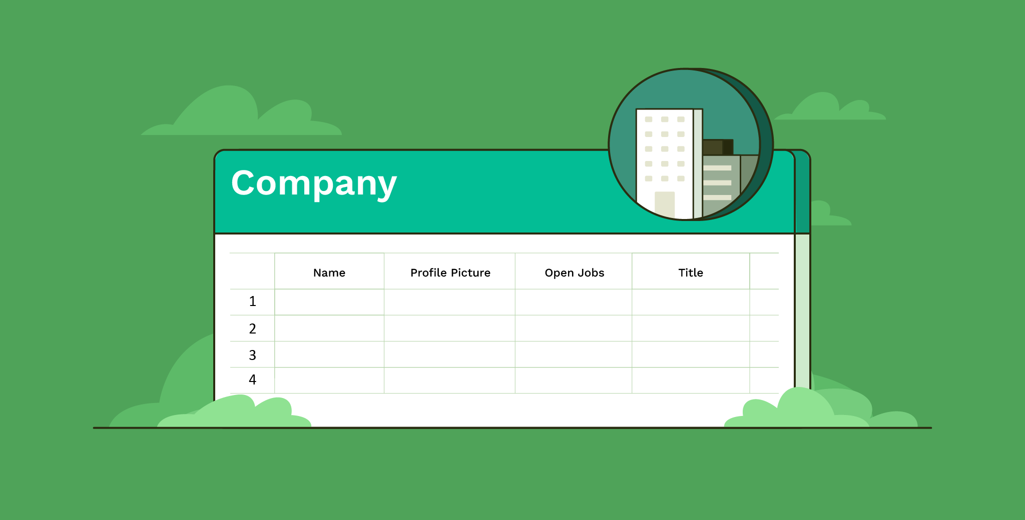 Company data in excel illustration